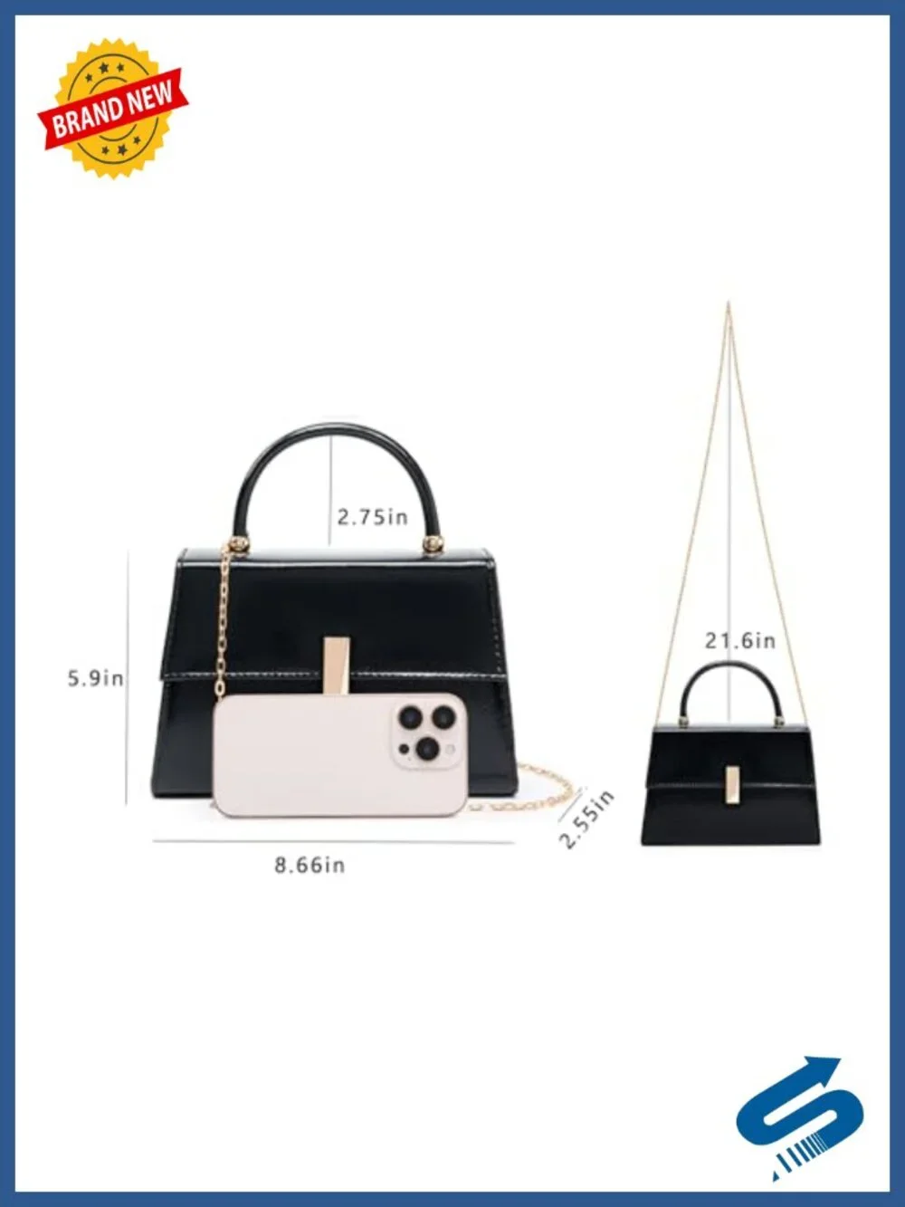 Faux Leather Evening Clutch Convertible Crossbody Chain Top Handle Formal Bag